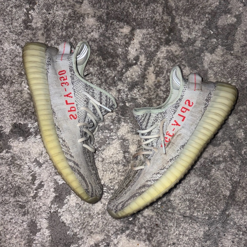 Yeezy Boost 350 V2 blue tint Gray with Red Accents